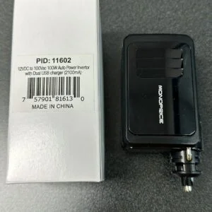 Monoprice 12Vdc to 100Vdc 100W Auto Power Invertor with Dual USB Charger (2100mA)
